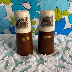 Vintage Cable Car salt & pepper shakers San Francisco souvenirs retro kitchen